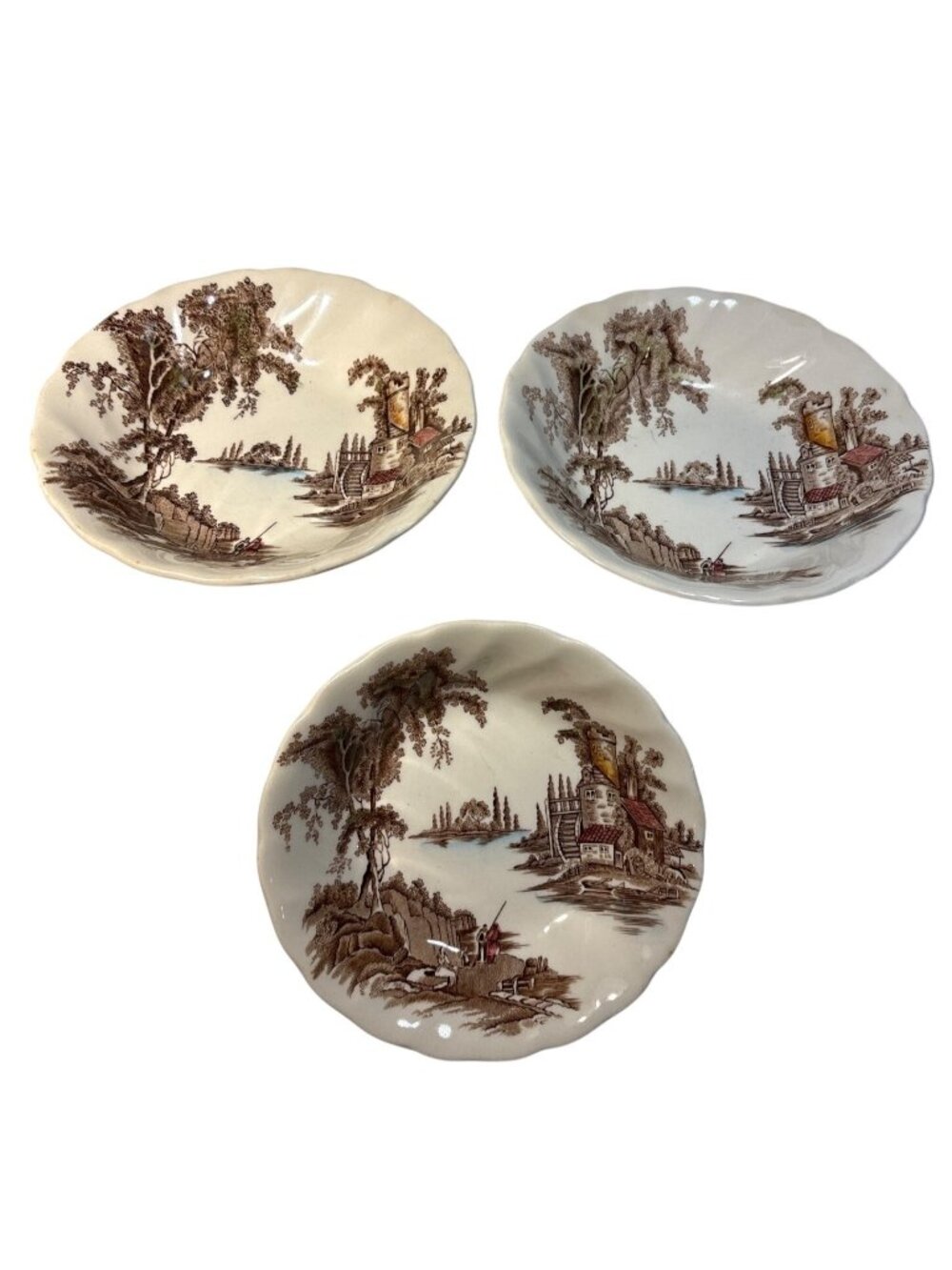 Johnson Bros The Old Mill Bowls Dessert Berry Sauce Set Of 3 England 5.25"